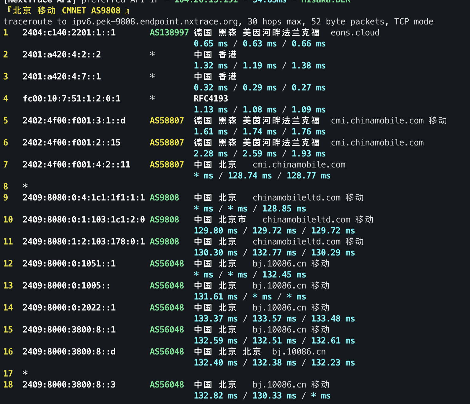 IPv6 回程 TCP 3